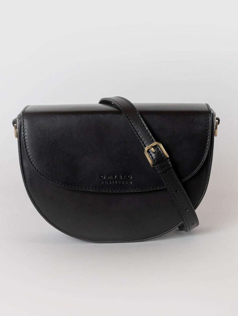O MY BAG BLACK AVA CURVE LEATHER BAG